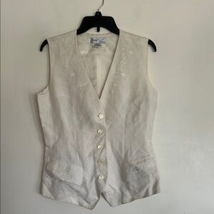 Jennifer Eden Cream Vest with Embroidery